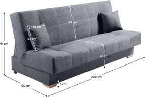 Canapea extensibilă, gri, GINY