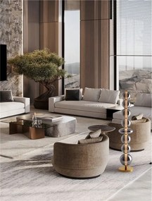 Lampadar LED modern, Metal, Auriu, Sticla, Fumurie, modern NAVI