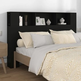 811935 vidaXL Tăblie de pat cu dulap, negru, 160x18,5x104,5 cm