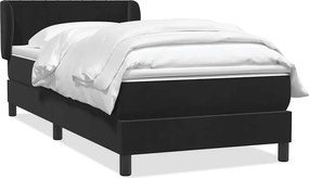 vidaXL Pat box spring cu saltea, negru, 80x220 cm, catifea