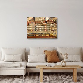 Tablou pe sticlă - Cartierul Waterfront, Portugalia (70x50 cm)