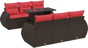 vidaXL Set canapele de grădină cu perne, 7 piese, maro, poliratan