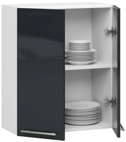 Dulap superior de bucătărie Ozara W60 H720 (alb + grafit lucios). 1071200