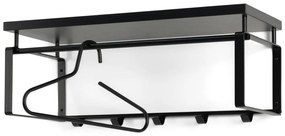 Cuier de perete negru cu raft din metal 70 cm Rex – Spinder Design