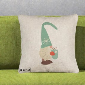 Perna Decorativa Gnom Nordic cu Cana Calda Menta, 40x40 cm, Bej Canapea, Husa Detasabila, Perna Inclusa, BEKZ®