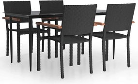vidaXL Set mobilier de grădină, 5 piese, negru, poliratan