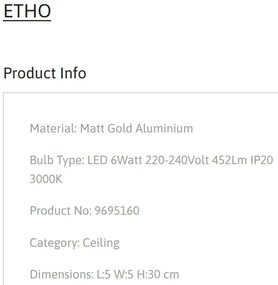 Spot LED aplicat design modern ETHO auriu, NVL-9695160