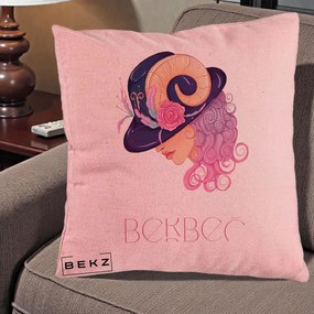 Perna Personalizata Zodie Berbec, 40x40 cm, Roz, Husa Detasabila, Perna Inclusa, BEKZ®