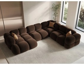 Colțar maro închis cu tapițerie din catifea (cu colț pe partea dreaptă/în formă de "U") Loretto – Cosmopolitan Design