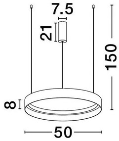 Lustra circulara aluminiu negru/auriu LED CCT LUMIA 50cm