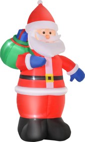 HOMCOM Moș Crăciun Gonflabil LED 2,4 m cu sac Poliester impermeabil Roșu | Aosom Romania