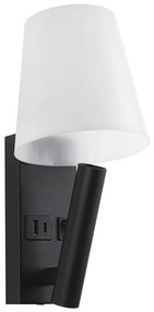 Lampă de perete LED cu port USB, 2W, 230V, 3000K, negru/alb