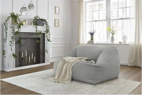 Fotoliu bean bag gri deschis cu tapițerie din catifea reiată Lilibet – Bobochic Paris