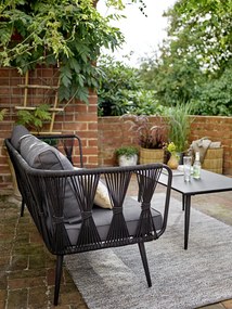 Canapea de exterior, neagra, din metal Pavone
