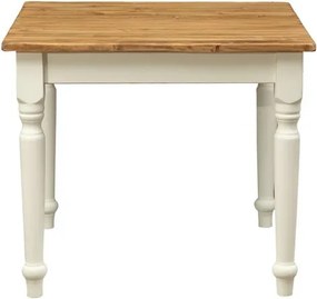 Masa fixa, L90  90  H78 cm, culoare natur alb antic, Lemn Masiv