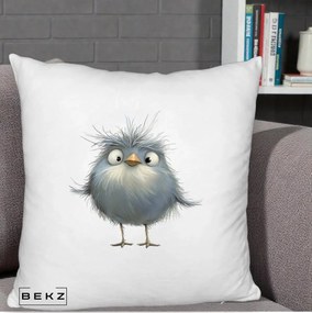 Perna Decorativa Pui Gri Pufos Zbarlit, 40x40 cm, Alb Pufos, Husa Detasabila, Perna Inclusa, BEKZ®