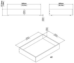 Sertare sub pat albe 2 buc. 90x190/140x190 cm Naia – Tvilum
