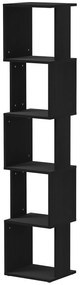 HOMCOM Bibliotecă raft Design Modern cu 5 Nivele - Depozitare Practică pentru Casa sau Birou, negru | Aosom Romania