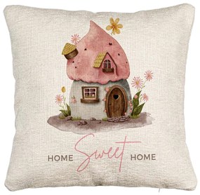 Perna Decorativa Canapea, Model Home Sweet Home 1, 40x40 cm, Cu fermoar