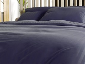 Lenjerie de pat din microfibra hoteliera JASMINE PURE albastru inchis - dunga 2 cm Dimensiune lenjerie de pat: 70 x 90 cm | 140 x 200 cm