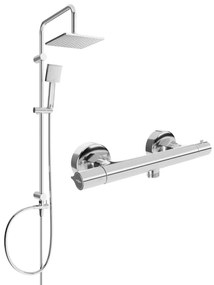 Mexen Tord set de duș cu pară de tip ploaie și baterie de duș termostatică Slim, Crom - 77105200-00