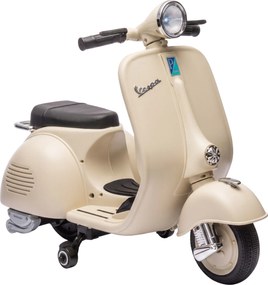AIYAPLAY Motocicletă Electrică pentru Copii 3+ Ani, Licență VESPA, 6V, cu Roți Ajutătoare Detașabile, Max. 30 kg, Alb | Aosom Romania
