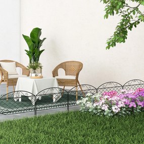 Outsunny Lot de 5 panouri de gard de grădină decorative din metal, bordură de grădină, pat de flori - dim. 305 x 43 cm | Aosom Romania
