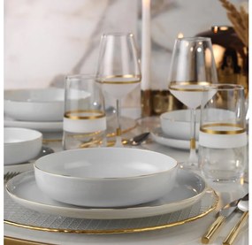 Set de masă, 24 piese, porțelan alb cu accente aurii
