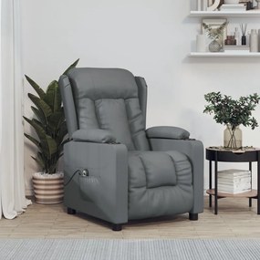 vidaXL Fotoliu rabatabil electric, gri, piele ecologică