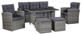 43960 vidaXL Set mobilier de grădină cu perne, 6 piese, gri, poliratan