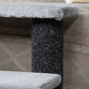 PawHut Scara pentru pisici cu 4 trepte Haustiertreppe cu coloane pentru zgâriere Minge Scara pentru câini Scara pentru animalele de companie pentru pisici de până la 5 kg Pluș Iută Gri 60 x 40 x 64 cm | Aosom Romania