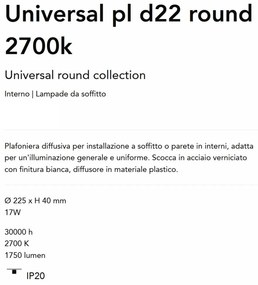 Plafoniera LED perete/tavan Universal pl d22 round 2700k