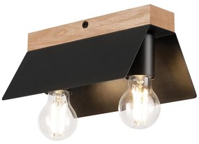 Plafonieră ESME 2xE27/15W/230V negru/stejar