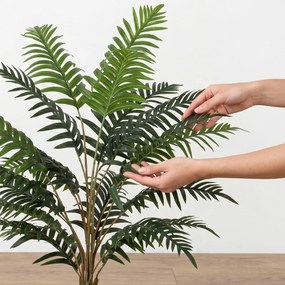 HOMCOM Plantă Artificială de Ferigă cu 20 de Frunze din PEVA, Ramuri Flexibile, Ghiveci Negru din PP și Ciment, Verde | Aosom Romania