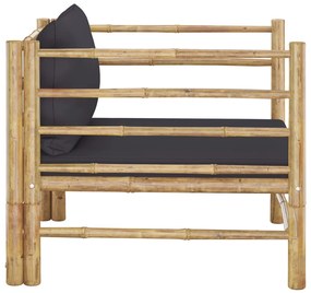 Canapea de gradina, perne gri inchis, bambus 1, Morke gra, fotoliu