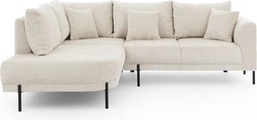 Colțar bej cu tapițerie din chenille (cu colț pe partea stângă/în formă de ”L”) Mauris – Ropez