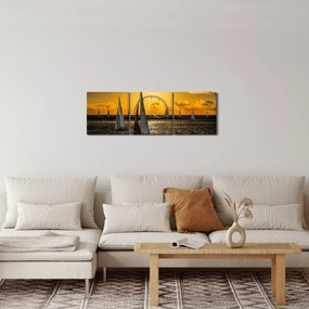 Tablou cu iaht în apus de soare (cu ceas) (90x30 cm)