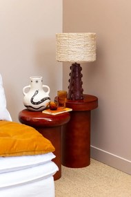 Lampă de masă burgundy cu abajur din canepa, "Yucatan"