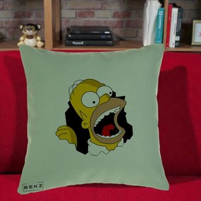 Perna Personalizata Homer Simpson Surpriza, 40x40 cm, Verde, Husa Detasabila, Perna Inclusa, BEKZ®