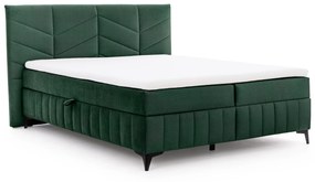 Pat boxspring Penia 180x200 cu spațiu de depozitare - catifea verde hidrofobă Element 12