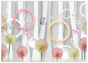 Tablou pe sticlă abstract cu păpădii (70x50 cm)