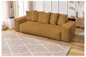 Canapea galben-muștar cu tapițerie din catifea reiată 280 cm Voltaire – Bobochic Paris