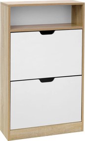 OFERTA Dulap pantofi rabatabil BOCO decor stejar si alb, 2 rafturi clasa II