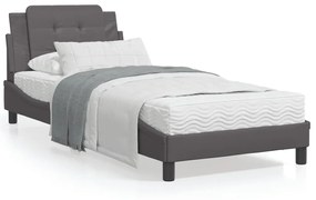 3214085 vidaXL Cadru de pat cu lumini LED, gri, 90x200 cm, piele ecologică