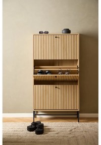 Pantofar în culoare naturală cu deschidere înclinată cu aspect de lemn de stejar 72x140x25 cm Albany – Actona