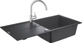 Set chiuveta compozit Grohe K400 60 cm negru si baterie BauClassic