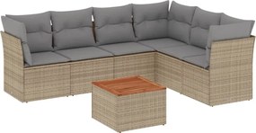 vidaXL Set canapele de grădină, 7 piese, cu perne, bej, poliratan