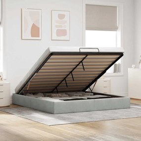 vidaXL Cadru de pat otoman fără saltea Gri deschis 160x200 cm catifea