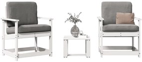 vidaXL Set mobilier de grădină, 3 piese, alb, lemn masiv de pin