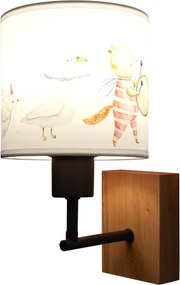Brilagi - Aplică de perete BOBO WOOD 1xE27/25W/230V stejar/negru/alb/cu figuri de animale